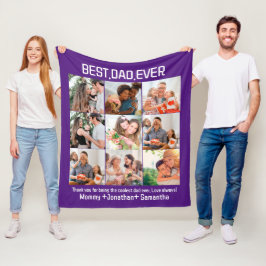 カスタム最高のパパEver Faters Day 9 Photo Collage フリースブランケット