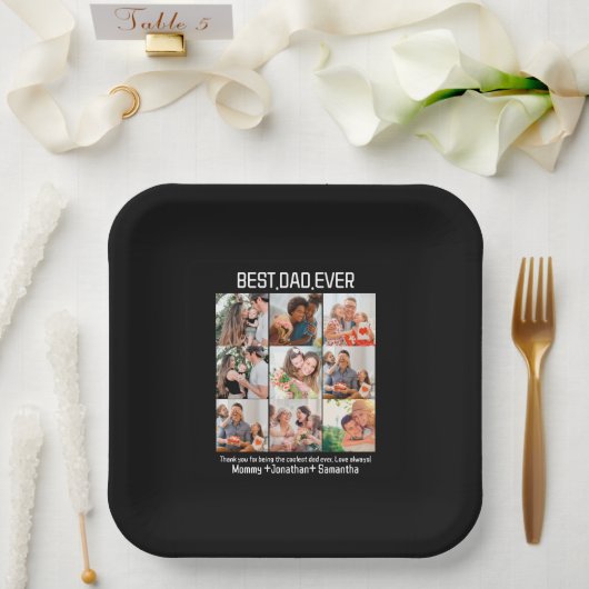 カスタム最高のパパEver Faters Day 9 Photo Collage ペーパープレート (ウェディング)