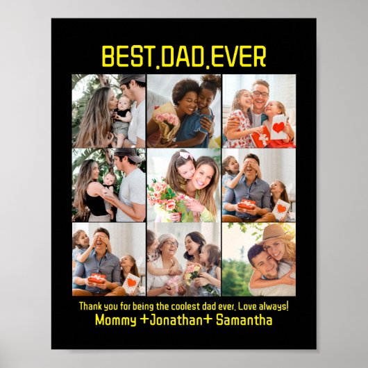 カスタム最高のパパEver Faters Day 9 Photo Collage ポスター (正面)