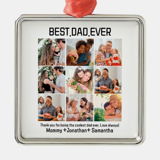 カスタム最高のパパEver Faters Day 9 Photo Collage メタルオーナメント (正面)