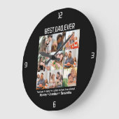 カスタム最高のパパEver Faters Day 9 Photo Collage ラージ壁時計 (傾斜)