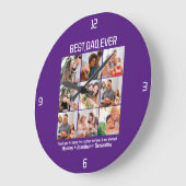 カスタム最高のパパEver Faters Day 9 Photo Collage ラージ壁時計 (傾斜)