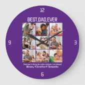 カスタム最高のパパEver Faters Day 9 Photo Collage ラージ壁時計 (正面)