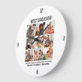 カスタム最高のパパEver Faters Day 9 Photo Collage ラージ壁時計 (傾斜)