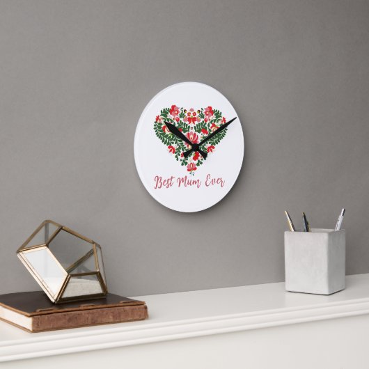 カスタム最高のパーソナライズされたMum Everスクリプト文字 ラウンド壁時計 (オフィス)