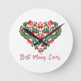 カスタム最高のパーソナライズされたMum Everスクリプト文字 ラウンド壁時計