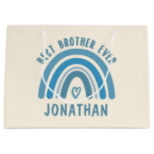 カスタム最高のブラザーエバーレインボーブラザーギフト ラージペーパーバッグ (正面)