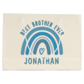 カスタム最高のブラザーエバーレインボーブラザーギフト ラージペーパーバッグ (裏面)