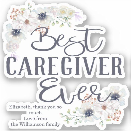 カスタム最高の介護者の感謝 シール (正面)