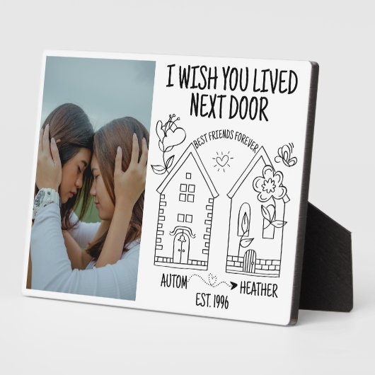 カスタム最高の友ギフト隣に住んでほしい フォトプラーク (側面)