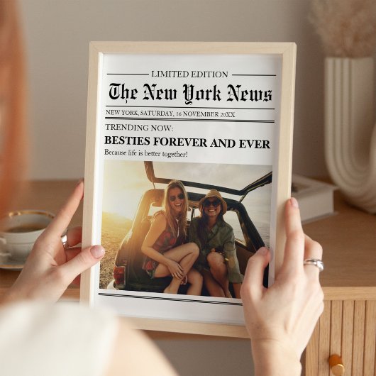 カスタム最高の友バスティー新聞アートプリント ポスター