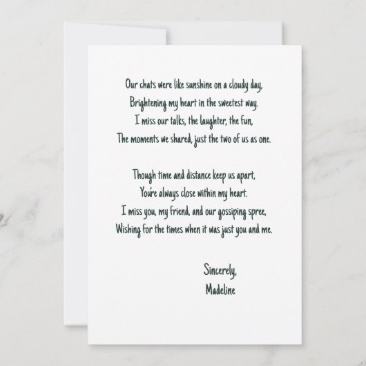 カスタム最高の恋しく思友よ笑うレディースカード 案内状 (裏面)