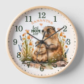 カスタム最高の母マエバーウォーター色マーモッツウッドウォール 壁時計 (正面)