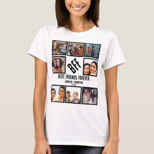 カスタム最高のFriends Forever BFF 8 Photo Collage Tシャツ (正面)