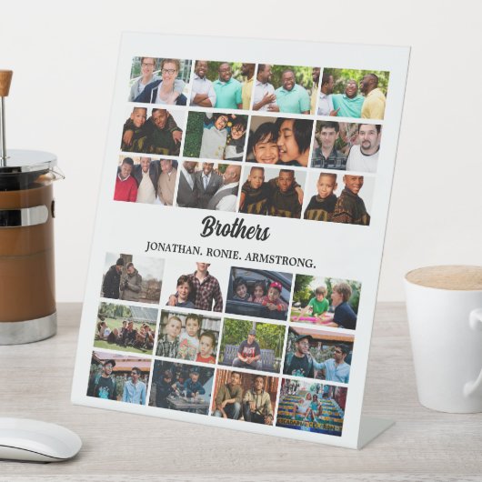 カスタム最高のFriends Forever Brothersフォトコラージュ 台座サイン (インサイチュ)
