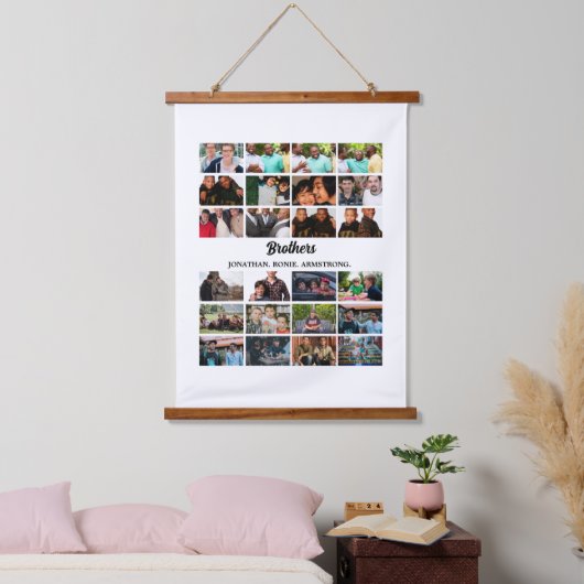 カスタム最高のFriends Forever Brothersフォトコラージュ 吊り下げ型タペストリー (寝室)
