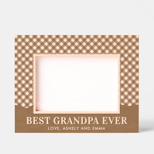 カスタム最高のGrandpa Ever格子模様 レーザー彫刻フレーム (正面)