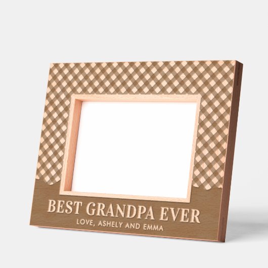 カスタム最高のGrandpa Ever格子模様 レーザー彫刻フレーム (左)