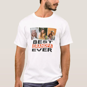 カスタム最高のGrandpa Ever 3フォトタイポグラフィ Tシャツ