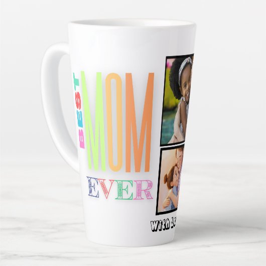 カスタム最高のMOM Ever写真数々の カフェラテマグ (左アングル)