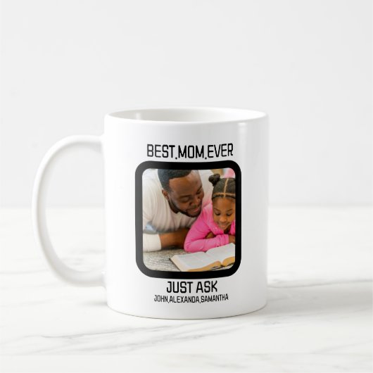 カスタム最高のMom Ever 頼 Just Kids  Name Photo コーヒーマグカップ (左)