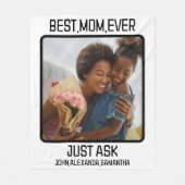 カスタム最高のMom Ever 頼 Just Kids  Name Photo フリースブランケット (正面)