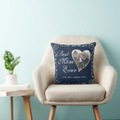 カスタム最高のMom Ever Navy Blue Whiteハート写真 クッション (椅子)