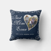 カスタム最高のMom Ever Navy Blue Whiteハート写真 クッション (裏面)