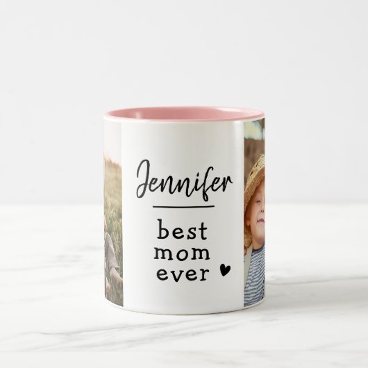 カスタム最高のMom Ever Photo Two-Tone Coffee Mug ツートーンマグカップ (中央)