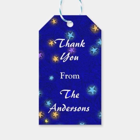 カスタム月と星エッチングありがとうギフトラベル ギフトタグ (正面)