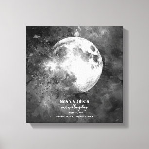 カスタム月相プリント結婚モノグラム キャンバスプリント