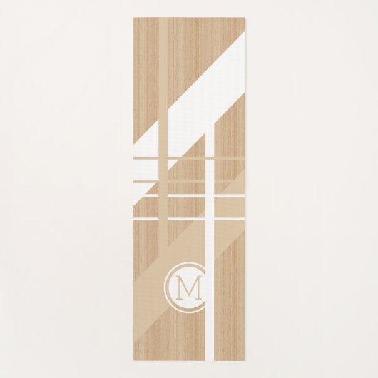 カスタム木のモダンブロックストライプのパタフェイクーン ヨガマット (正面)