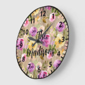 カスタム木素朴花春色 ラージ壁時計 (傾斜)