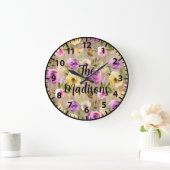 カスタム木素朴花春色 ラージ壁時計 (ホーム)