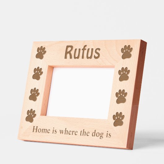 カスタム木製のポープリントホームは犬がいる場所 レーザー彫刻フレーム (左)