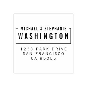 カスタム木製スタイリッシュタイポグラフィ差出人住所 ラバースタンプ