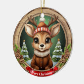 カスタム木製フレーム入りシカのホリデー装飾 🦌🎄 セラミックオーナメント (左)