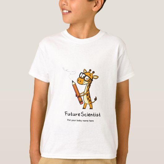 カスタム未来の科学者 かわいいキリン 子供Tシャツ Tシャツ (正面)