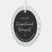 カスタム未来TO職業セラピストエレガント ガラスオーナメント (正面左)