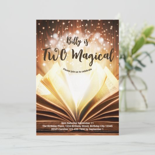 カスタム本2つの魔法の2番目の誕生日 招待状 (スタンド正面)