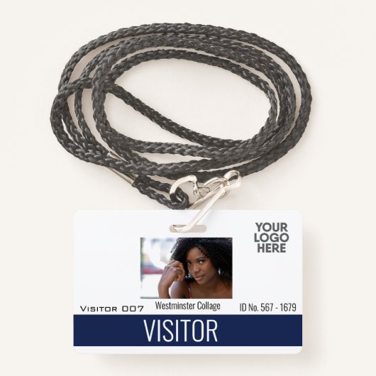 カスタム来場者ゲストロゴ会社名写真ID バッジ (正面ランヤード)