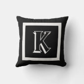 カスタム枕モノグラはっきりしたム白黒デコ クッション (裏面)