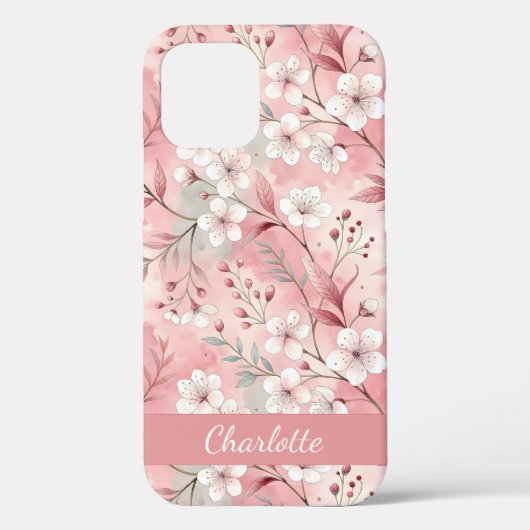 カスタム桜フラワーパターン ピンク Case-Mate iPhoneケース (裏面)