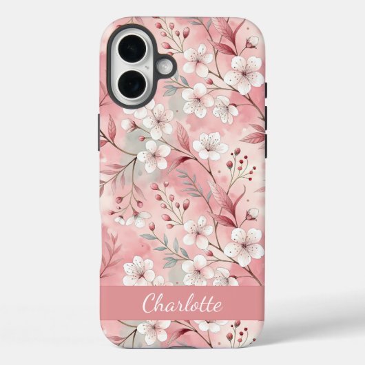 カスタム桜花柄 ピンク Case-Mate iPhoneケース (裏面)