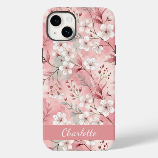 カスタム桜花柄 ピンク Case-Mate iPhoneケース (裏面)
