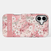 カスタム桜花柄 ピンク iPhoneケース (裏面横)