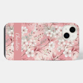 カスタム桜花柄 ピンク iPhoneケース (裏面横)