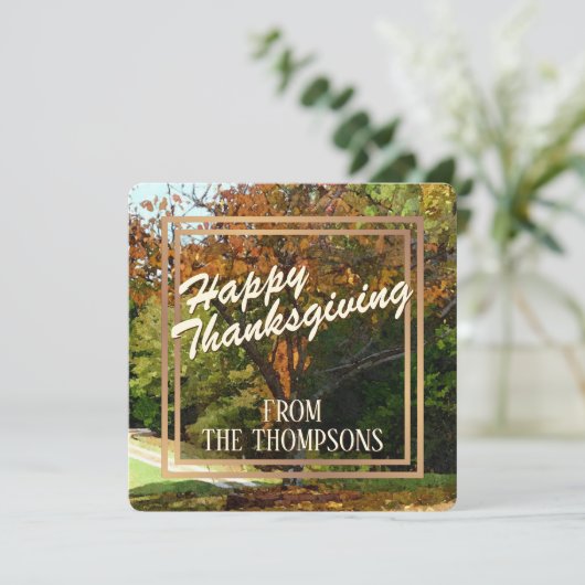 カスタム森の水の色ハッピー感謝祭 シーズンカード (スタンド正面)