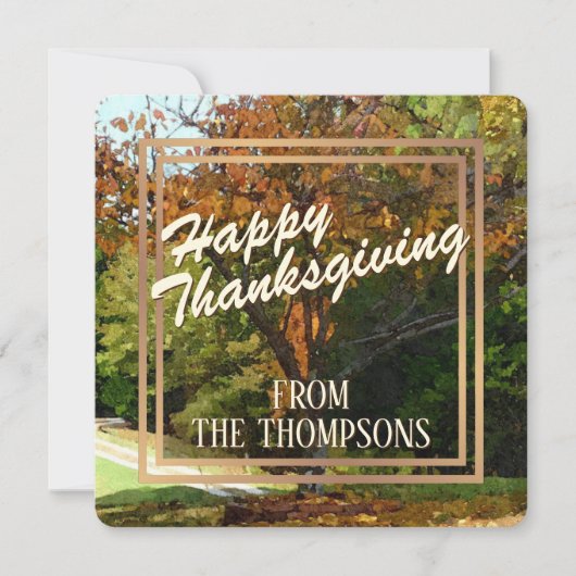 カスタム森の水の色ハッピー感謝祭 シーズンカード (正面)