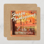 カスタム森の水の色ハッピー感謝祭 シーズンカード (正面/裏面)